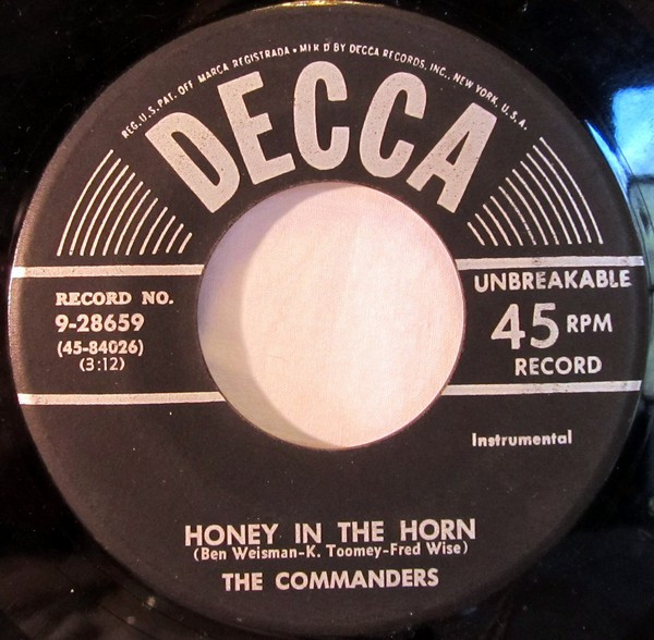 1953 The Commanders "Honey In The Horn/Swanee River Boogie" 45  RPM 7" Record