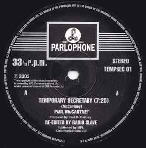 Paul McCartney - Temporary Secretary album cover