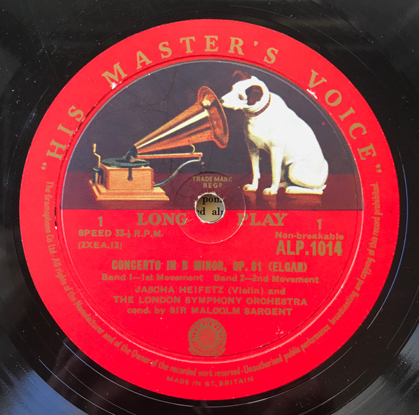 Elgar , Jascha Heifetz And The London Symphony Orchestra Conducted By Sir Malcolm Sargent - Violin Concerto In B Minor | His Master's Voice (ALP 1014) - 3