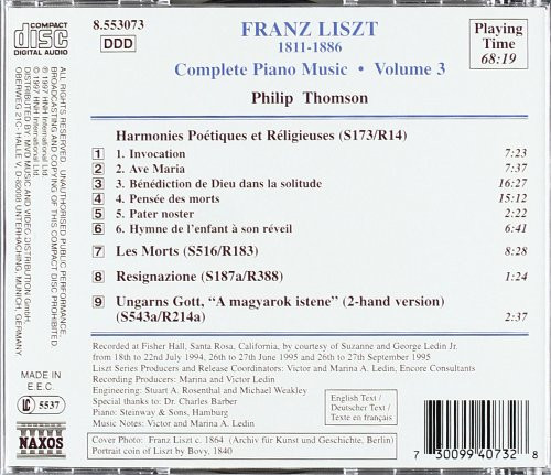 Album herunterladen Liszt, Philip Thomson - Harmonies Poétiques Et Réligieuse Nos 1 6 Les Morts Resignazione Ungarns Gott