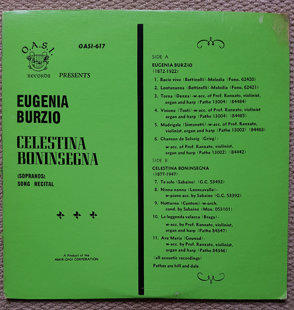 baixar álbum Eugenia Burzio, Celestina Boninsegna - Song Recital