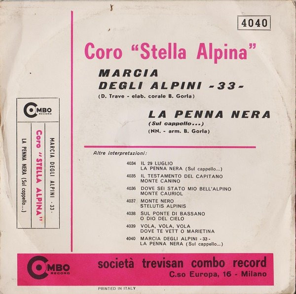 baixar álbum Coro Stella Alpina - Marcia Degli Alpini 33 La Penna Nera Sul Cappello