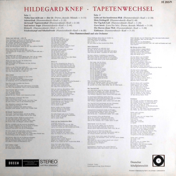descargar álbum Hildegard Knef - Tapetenwechsel
