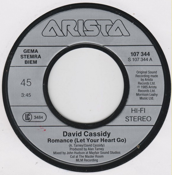 David Cassidy - Romance (Let Your Heart Go) | Releases | Discogs