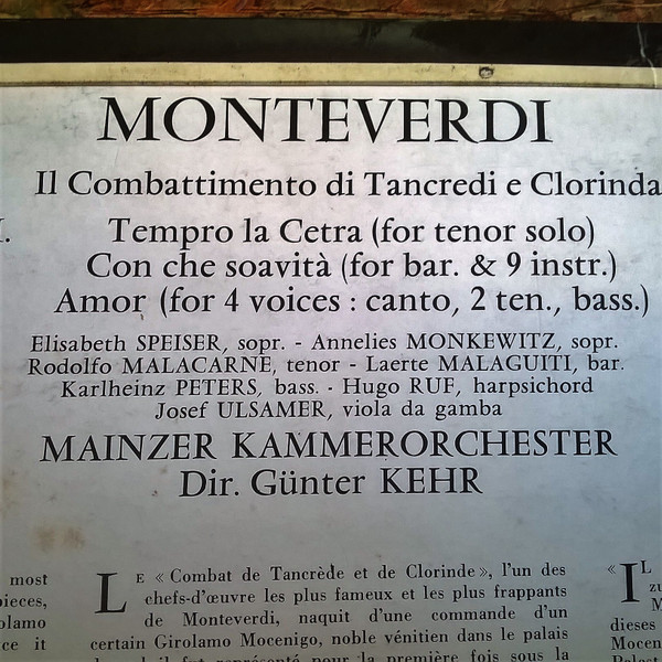 descargar álbum Monteverdi - Il Combattimento Di Tancredi E Clorinda Cantatas