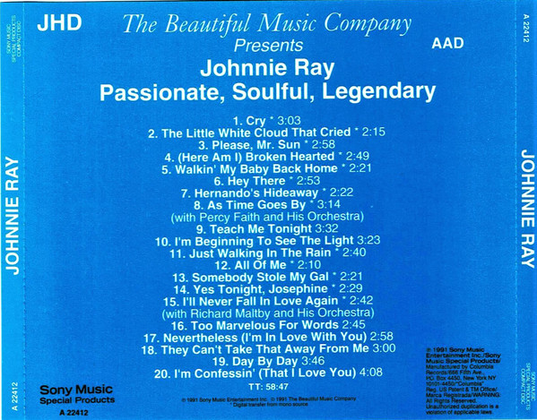 ladda ner album Johnnie Ray - Passionate Soulful Legendary