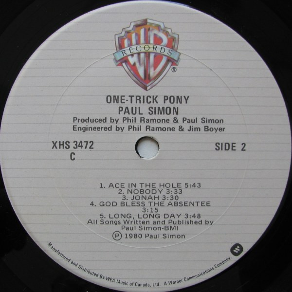 Paul Simon - One-Trick Pony | Warner Bros. Records (XHS 3472) - 4