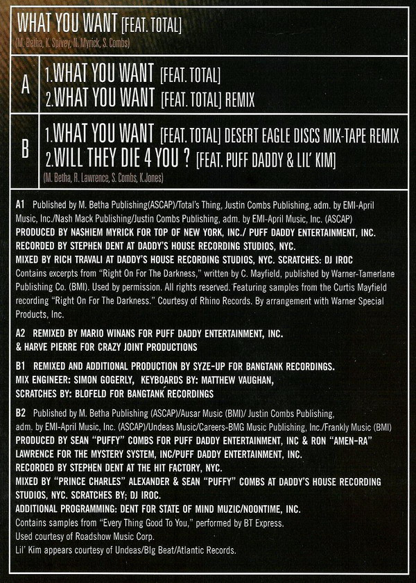 last ned album Mase Feat Total - What You Want