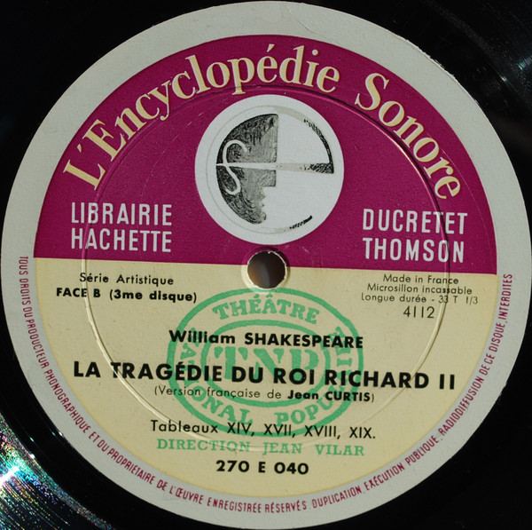 baixar álbum Shakespeare, Maurice Jarre, Jean Vilar - La Tragédie Du Roi Richard II