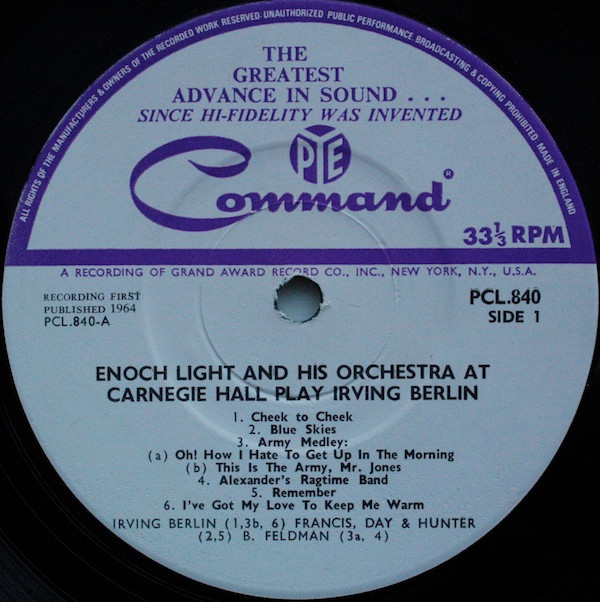 last ned album Enoch Light And His Orchestra - Enoch Light And His Orchestra At Carnegie Hall Play Irving Berlin