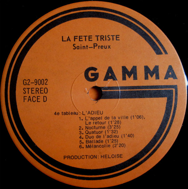 Saint-Preux - La Fête Triste | Gamma (G2-9002) - 7