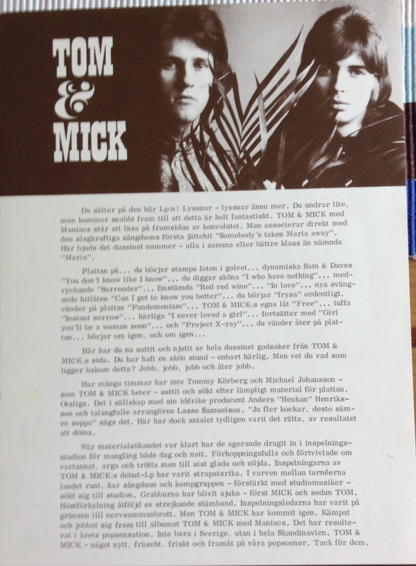 ladda ner album Tom & Mick Maniacs - Tom Mick Maniacs