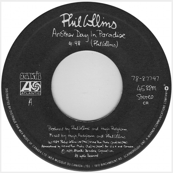 Phil Collins – Another Day In Paradise (1989, Vinyl) - Discogs