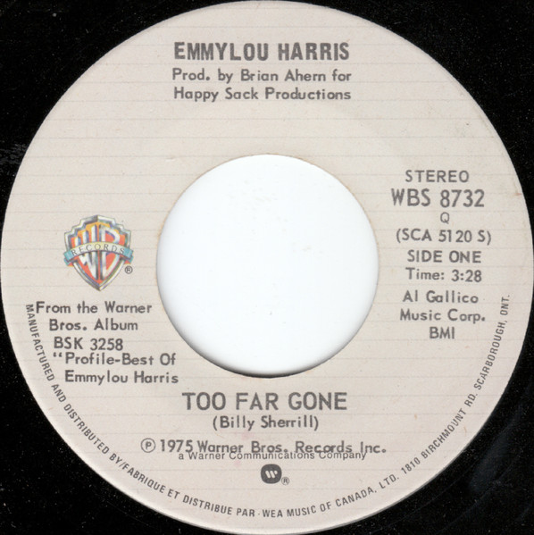 Emmylou Harris Too Far Gone 1978 Vinyl Discogs