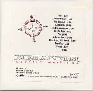 Megadeth – Cryptic Writings (1997, Cardboard, CD) - Discogs