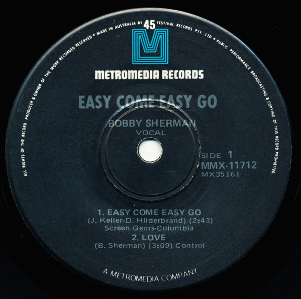 descargar álbum Bobby Sherman - Easy Come Easy Go