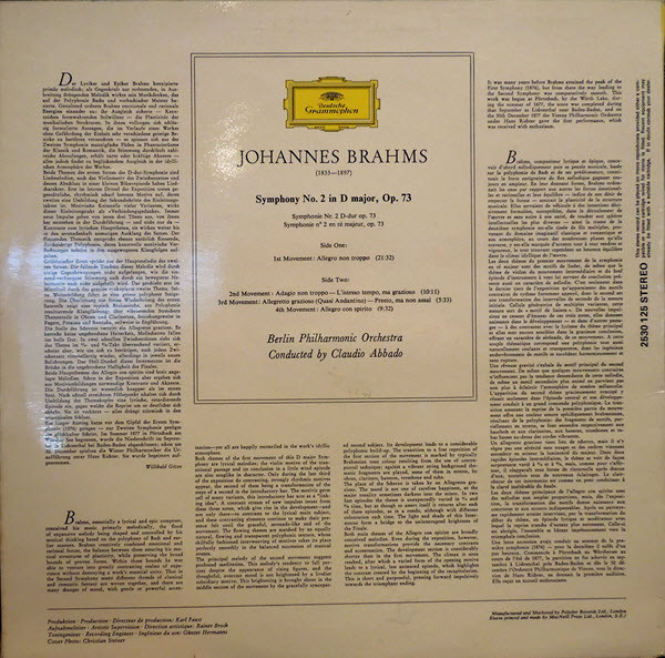 baixar álbum Brahms Berlin Philharmonic Claudio Abbado - Symphony No 2