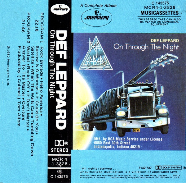 Def Leppard – On Through The Night (1980, Cassette) - Discogs