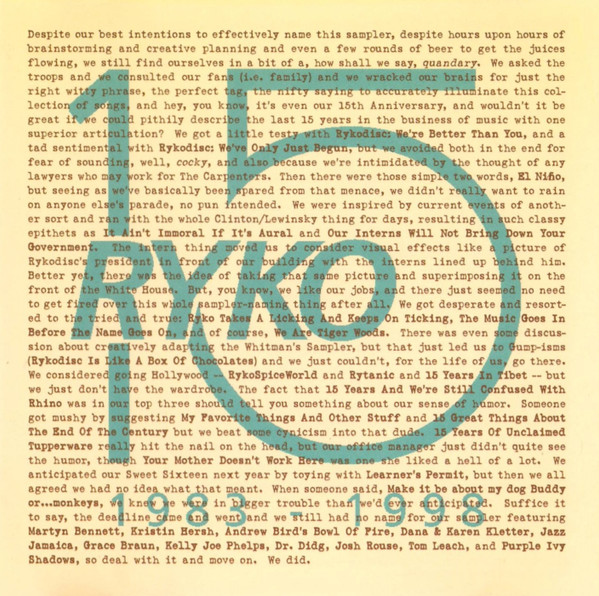 télécharger l'album Download Various - 15 From Rykodisc 1998 album