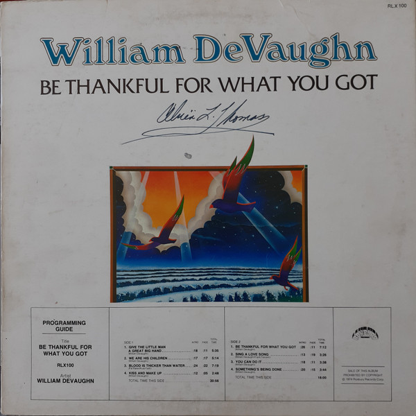 William DeVaughn – Be Thankful For What You Got (1974, Monarch