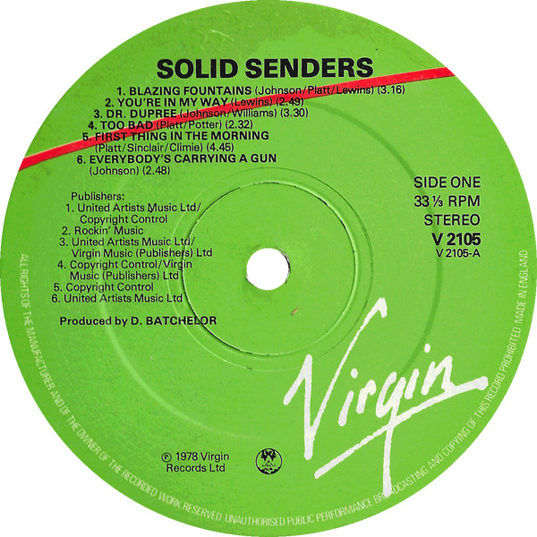 Solid Senders - Solid Senders | Virgin (V 2105) - 3