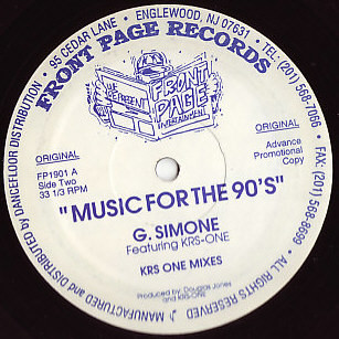 G. Simone Featuring KRS-One – Music For The 90's (1994, Vinyl