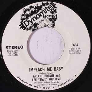 Arelean Brown - Impeach Me Baby / You're Gonna Miss Me album cover