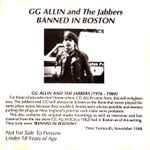 GG Allin And The Jabbers – Banned In Boston (1988, CD) - Discogs