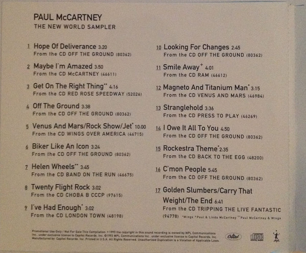 Paul McCartney - The New World Sampler 1993 Album M