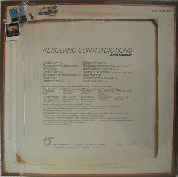 Andy Mackay – Resolving Contradictions (1978, Vinyl) - Discogs