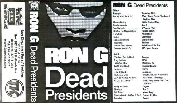 Ron G – Dead Presidents (1996, Cassette) - Discogs