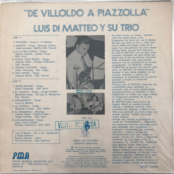 lataa albumi Luis Di Matteo - De Villoldo A Piazzolla