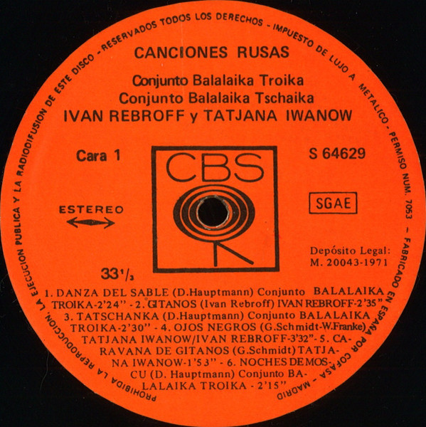télécharger l'album Ivan Rebroff Tatjana Iwanow - Canciones Rusas