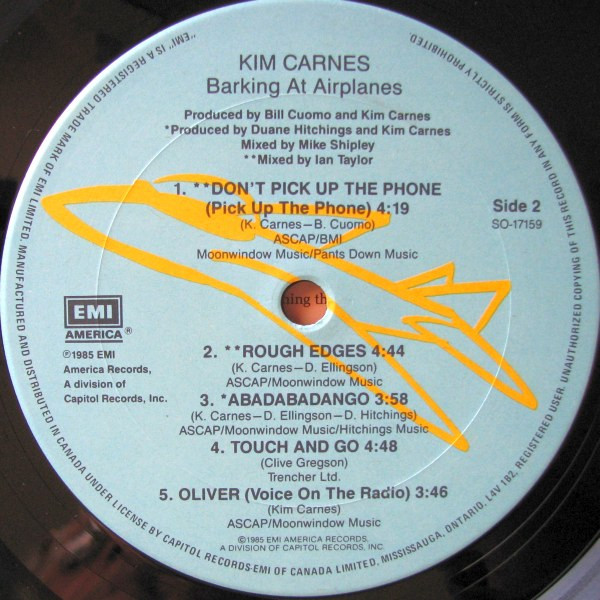 Kim Carnes - Barking At Airplanes | EMI America (SO-17159) - 4