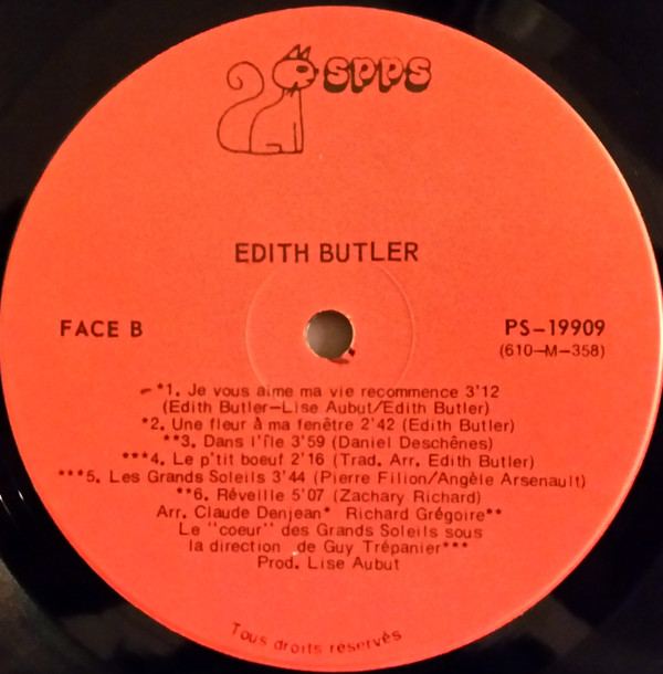 Edith Butler - Edith Butler | SPPS Disques (PS-19909) - 4