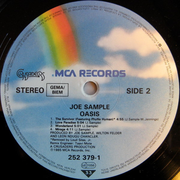 Joe Sample – Oasis (1985, Pinckneyville Pressing, Vinyl) - Discogs