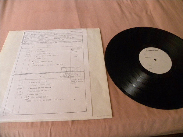 Accept Russian Roulette 1986 Vinyl Promo Copy w/Orig. Inner Lyrics Sleeve  NM/EX