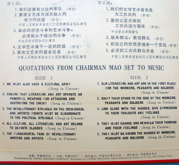 last ned album Unknown Artist - Quotations From Chairman Mao Set To Music