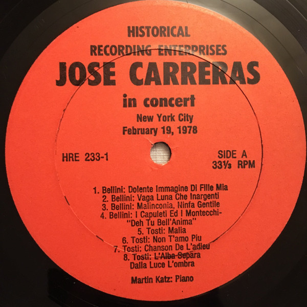 baixar álbum José Carreras - In Live Concert New York City February 191978