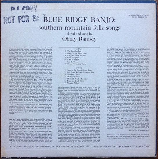télécharger l'album Obray Ramsey - Blue Ridge Banjo Southern Mountain Folk Songs