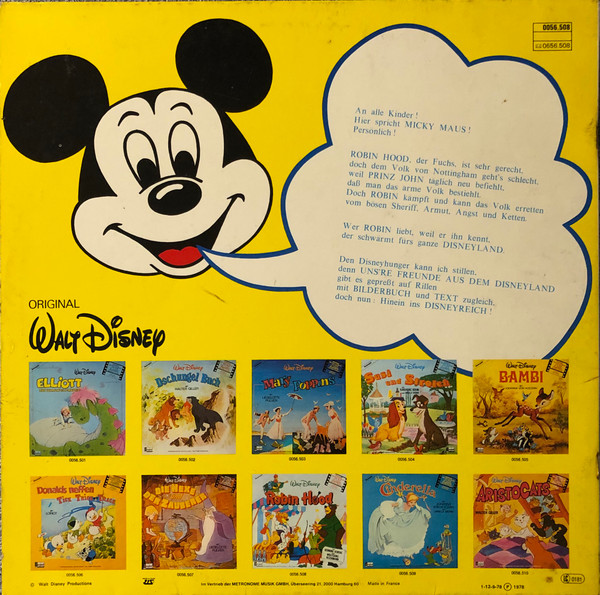 Walt Disney - Robin Hood (1978, Vinyl) - Discogs