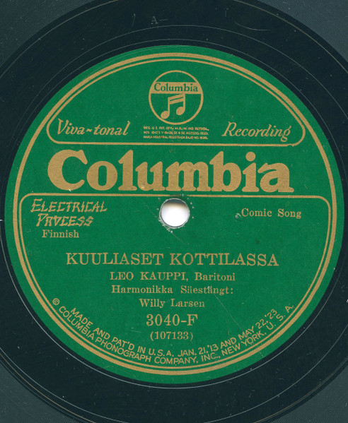 Leo Kauppi – Kuuliaset Kottilassa / Helmi Ja Kalle (1927, Shellac) - Discogs