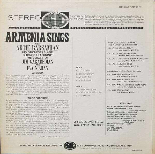 baixar álbum Artie Barsamian & His Orchestra - Armenia Sings