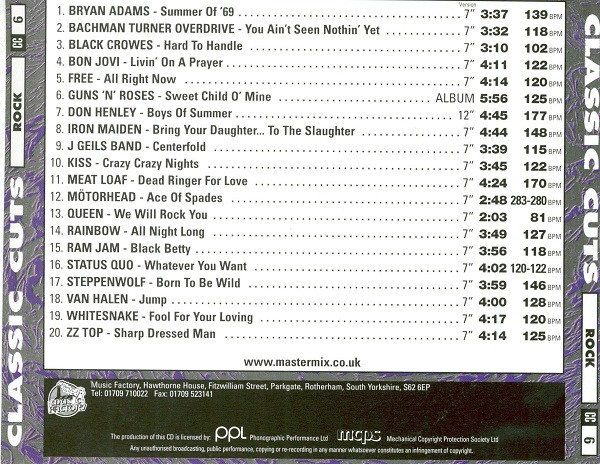 baixar álbum Various - Classic Cuts Remastered 6 Rock