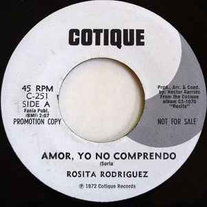 Fruitful progressive Transport Rosita Rodriguez – Amor, Yo No Comprendo / Yo, Tu Amante (1972, Vinyl) -  Discogs