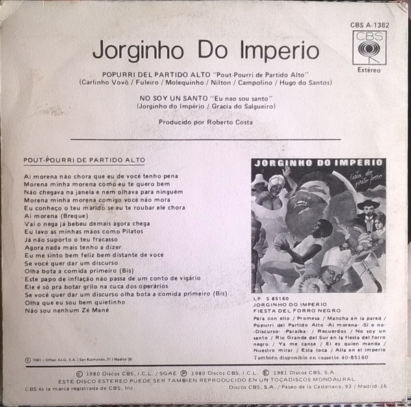 baixar álbum Jorginho Do Imperio - Popurri Del Partido Alto