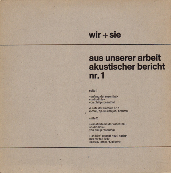 télécharger l'album Philip Rosenthal - Wir Sie Aus Unserer Arbeit Akustischer Bericht Nr 1