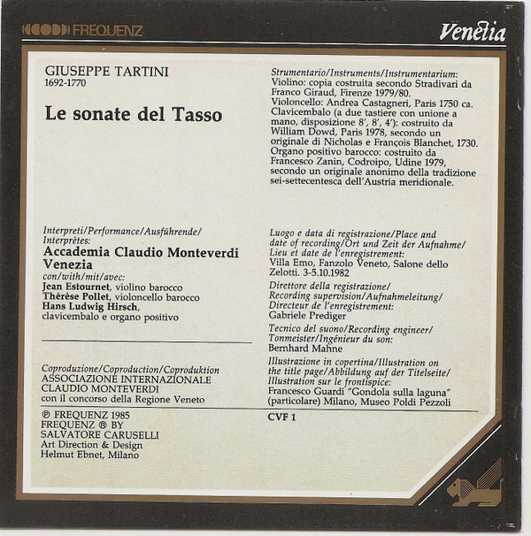 descargar álbum Giuseppe Tartini, Accademia Claudio Monteverdi, Jean Estournet, Therese Pollet, Hans Ludwig Hirsch - Le Sonate Del Tasso