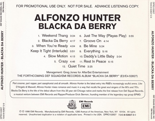 Alfonzo Hunter – Blacka Da Berry (1996, CD) - Discogs