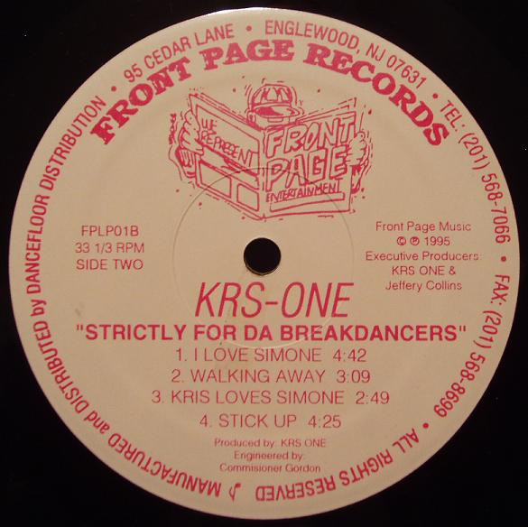 KRS-One – Strictly For Da Breakdancers (1995, Vinyl) - Discogs